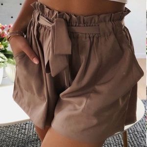Shinestar Paper bag tie shorts